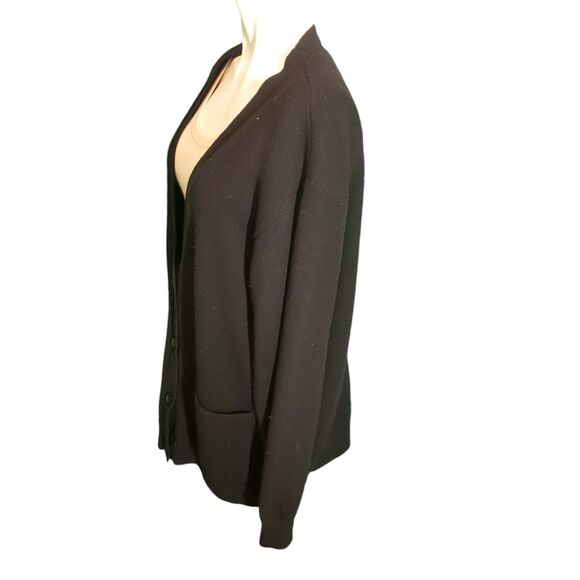 Aritzia Babaton Wool Cashmere Cardigan Sweater Heavyweight Sweater Black Sz 3/L - Picture 2 of 7
